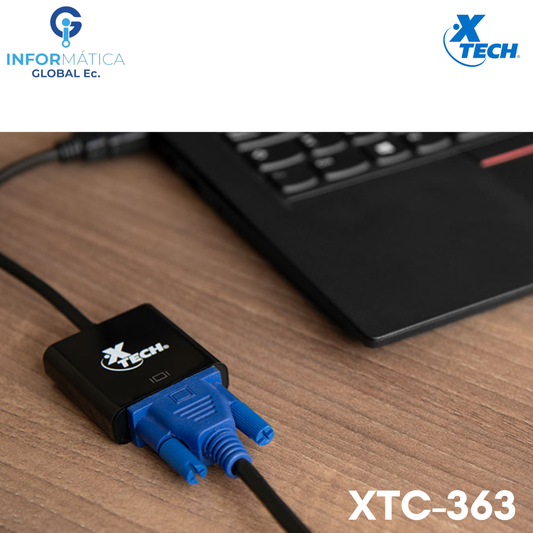ADAPTADOR DE VIDEO HDMI MACHO A VGA HEMBRA XTECH XTC-363 COLOR NEGRO - Imagen 4