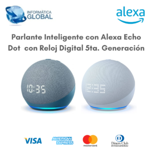 PARLANTE INTELIGENTE CON ALEXA ECHO DOT CON RELOJ 5TA. GENERACIÓN
