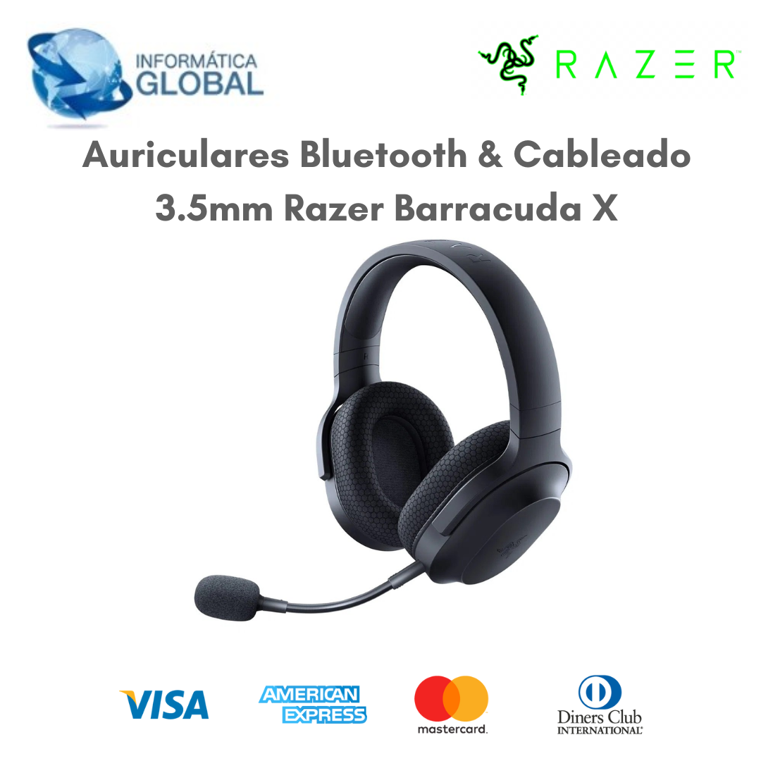 AURICULARES INAL. BLUETOOTH & CABLEADO 3.5MM RAZER BARRACUDA X -  Informática Global Ec.