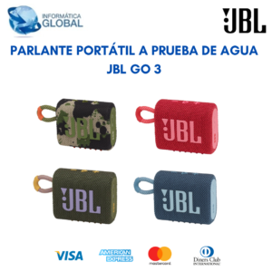 PARLANTE PORTÁTIL ALTAVOZ RESISTENTE AL AGUA BLUETOOTH JBL GO 3