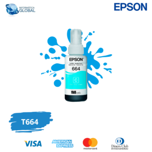 BOTELLA DE TINTA EPSON ECOTANK T664 RENDIMIENTO 70ML / 6500 PÁGINAS COLOR CIAN