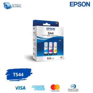 JUEGO TRICOLOR DE BOTELLAS DE TINTA EPSON ECOTANK T544 REND. 65ML / 7500 PÁGINAS