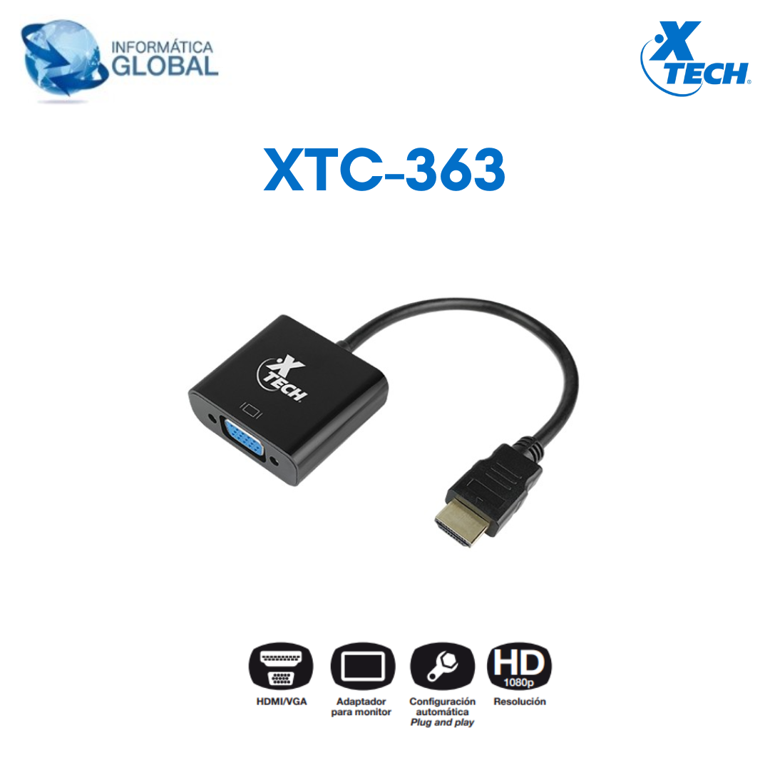 ADAPTADOR XTECH HDMI MACHO A VGA HEMBRA XTC-363 – Tecno Global