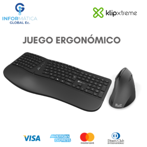 JUEGO INAL. TECLADO Y MOUSE ERGONÓMICO KLIP XTREME KBK-530 & KMW-390