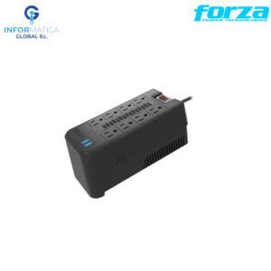 REGULADOR DE VOLTAJE 1200VA 600W 8 TOMAS 2 USB 120V FORZA FVR-1221USB