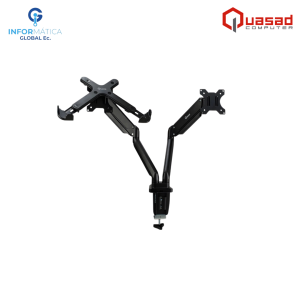 SOPORTE ERGONÓMICO PARA 2 MONITORES CON BANDEJA PARA LAPTOP QUASAD