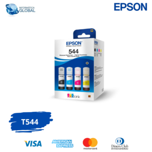 JUEGO 4 COLORES DE BOTELLAS DE TINTA EPSON ECOTANK T544 REND. 65ML / 7500 PÁGINAS