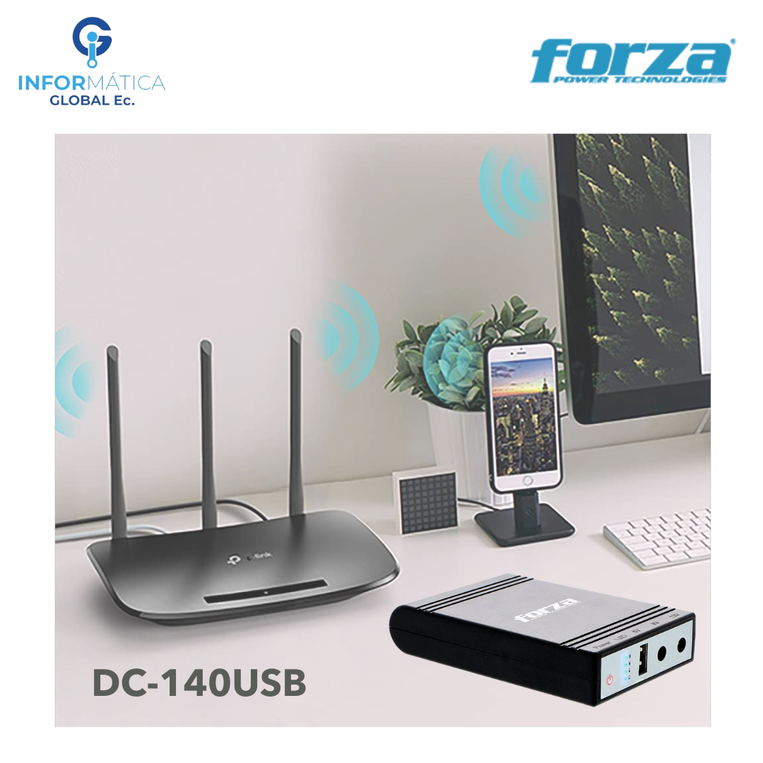 MINI UPS Y CARGADOR 14W USB SALIDAS DE 5/9/12VCC FORZA DC-140USB - Imagen 3