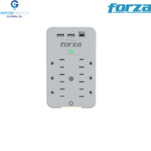 TOMACORRIENTE PROTECTOR DE SOBRETENSIÓN 6 TOMAS Y USB FORZA FWT-631USBC