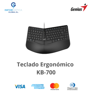 TECLADO CABLEADO ERGONÓMICO GENIUS KB-700 COLOR NEGRO