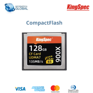 TARJETA DE MEMORIA COMPACT FLASH VPG-65 900X 135 MB/S KINGSPEC 128GB