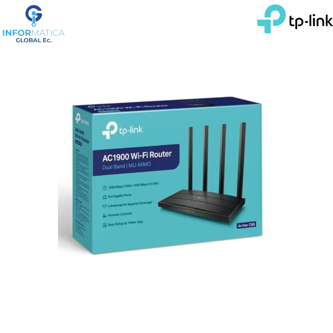 ROUTER DOBLE BANDA 4 ANTENAS TP LINK C80 AC1900 MU-MIMO - Imagen 2